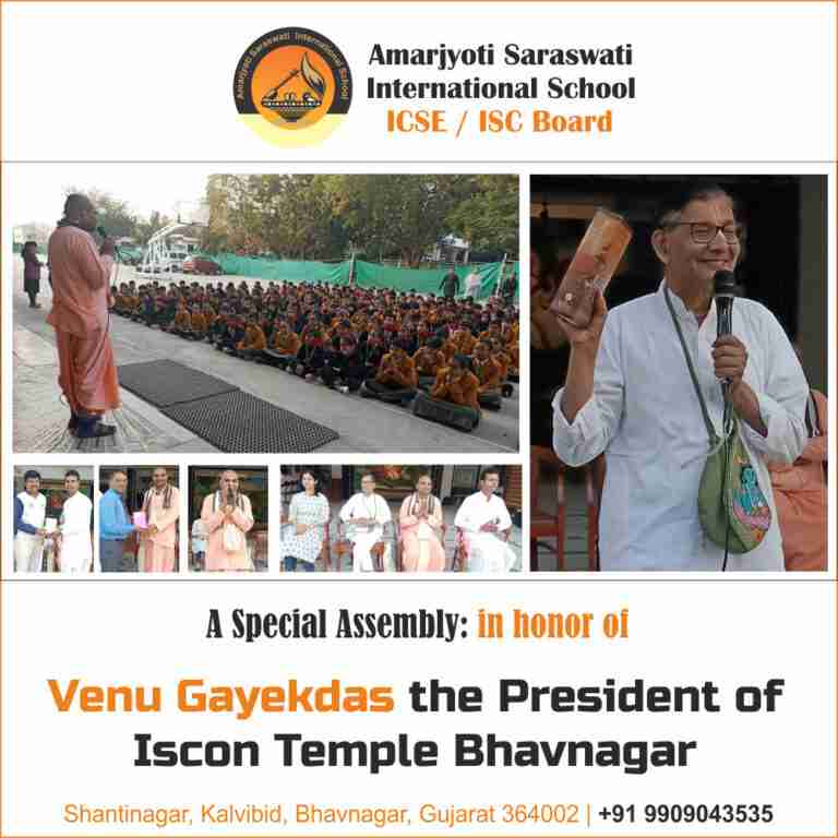A Special Assembly: In honor of the President of Iscon Temple Bhavnagar