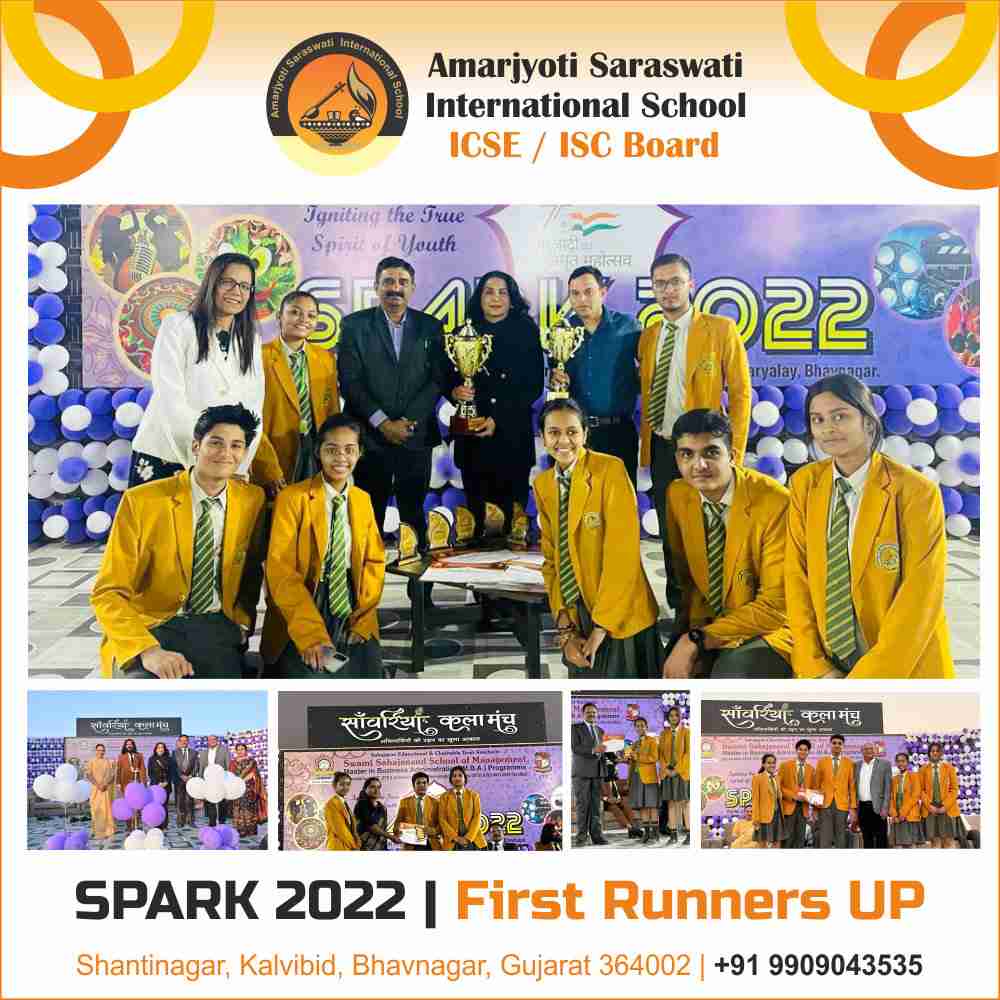 SPARK 2022 | First Runners UP. edusprint.bhavnagareducation.org. JEE cracker 1st in Bhavnagar and Gujarat, Sarthak Patel. The year 2021-2022 Class 1 to 10, Commerce, Science Result. ICSE Result, Student achievement, student result, JEE, NETT, FOUNDATION ICSE/ISC/CISCE Students. ASIS Group, ASIS School Group, Amarjyoti Saraswati International School, Amarjyoti Saraswati School, ASIS International School, CISCE affiliated schools, Top ICSE schools, Best ISC schools, ICSE Board schools, ISC Board schools, Amarjyoti Saraswati admissions, ASIS school curriculum, CISCE Board education, ICSE syllabus and curriculum, ISC syllabus and curriculum, Amarjyoti Saraswati school reviews, ASIS school facilities, Best international schools, Top ICSE schools in Gujarat, Top ISC schools in Bhavnagar, Amarjyoti Saraswati school fees, ASIS school scholarships, Bhavnagar alumni network, Amarjyoti Saraswati alumni, ASIS alumni success stories, Bhavnagar education system, Amarjyoti Saraswati International School, CISCE Board Bhavnagar, ICSE Board Bhavnagar, ISC Board Bhavnagar, Top Bhavnagar ICSE schools, Best Bhavnagar ISC schools, Bhavnagar international schools, Amarjyoti Saraswati school admissions, ASIS alumni events, Bhavnagar education news, CISCE Board schools in Bhavnagar, ICSE syllabus and curriculum, ISC syllabus and curriculum, Amarjyoti Saraswati school reviews, ASIS school facilities, Bhavnagar school rankings, Amarjyoti Gohil, Bhavnagar, Kalvibid, Congratulation.