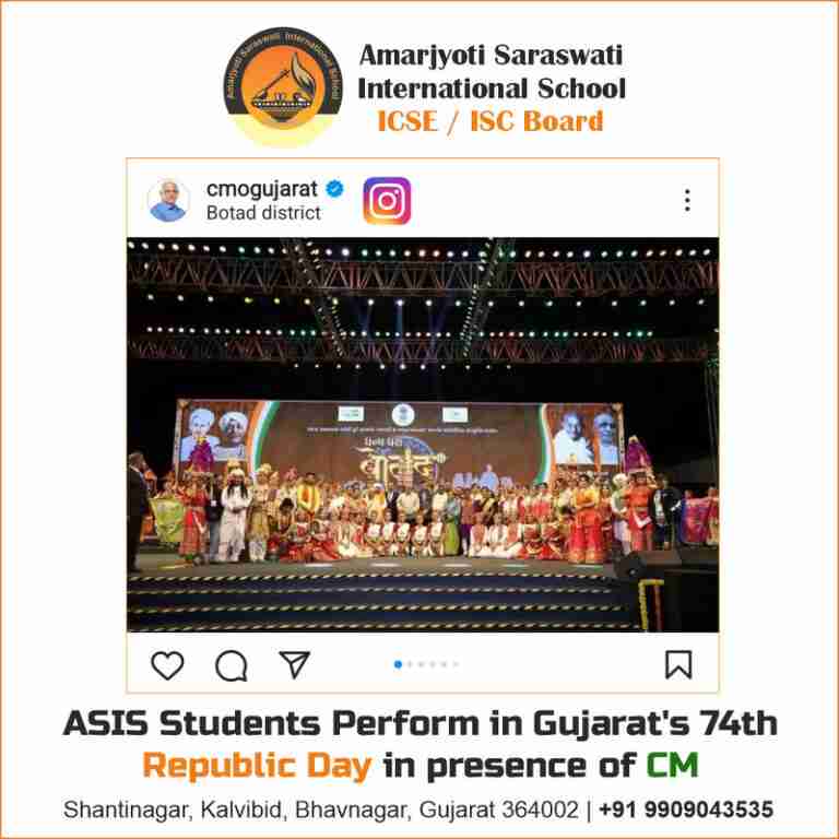 ASIS Students Perform in Gujarat’s 74th Republic Day in presence of CM